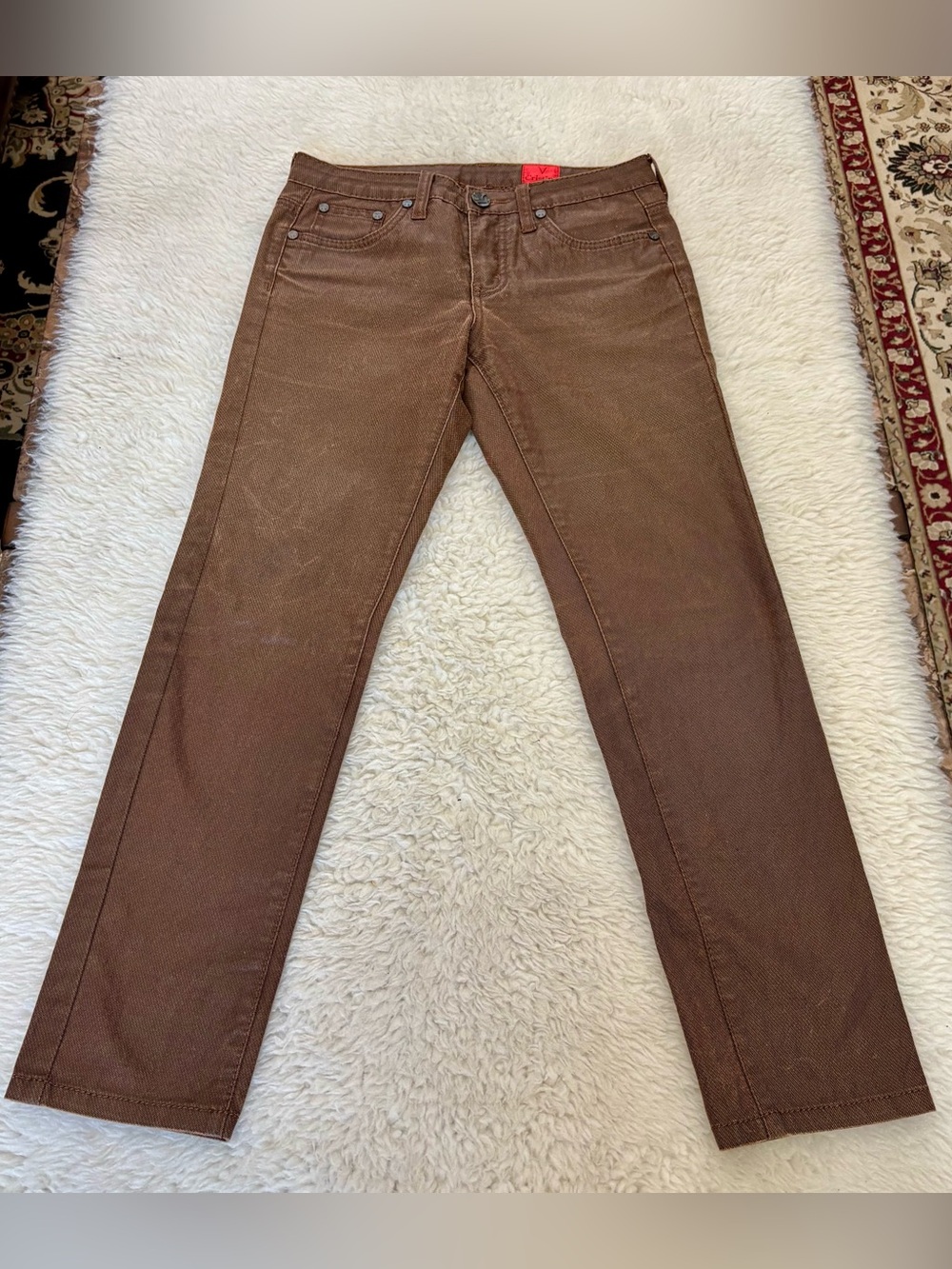 V Cristina Straight Brown Shiny Stretchy Jeans size 2